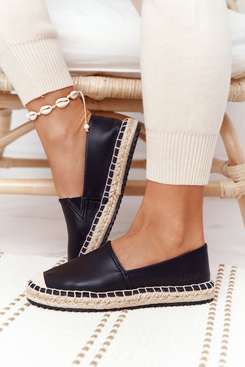 Leather Espadrilles On A Braided Sole Big Star HH274505 Black