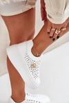 Perforated sneakers with golden detail white Cassildi