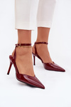 Lacquered high heels with open heel Bordeaux Laretta