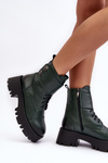 Leather Ankle Boots Women's Green Lemar Anceria