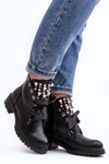 Decorated Women's Boots with Zipper Black Elonte