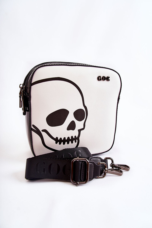Leather Messenger Bag W Pattern GOE ZNJ013 Black and White