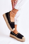 Espadryle Damskie Ćwieki Czarne Laross
