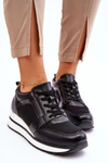 Leather Low Wedge Sports Shoes Black Braylen