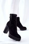 Suede Boots On Heel Black Marlevo