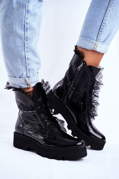 Women’s Boots Lacquered Leather Black Montegero