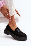 Women's Black Loafers With Chain Mevre