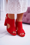 Women's Stiletto Sandals Openwork Suede Red HiBaby