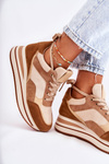Women's Suede Sports Shoes Brown and Beige Elisse