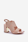 Embellished sandals on a heel beige Delariona