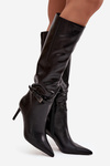 Women's High Heel Boots with Strap Black Lisanne