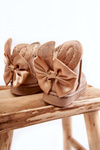 Girls' Warm Snow Boots With Bows Beige Meriva