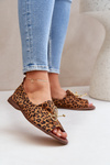 Zazoo 2660 Leather Ballet Flats Women In Leopard Print Brown