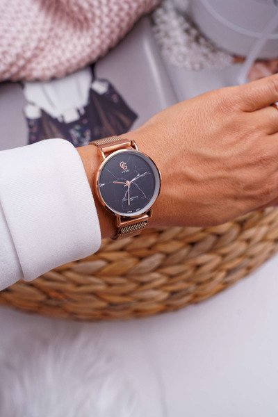 Women's Watch GG Luxe Pink Gold Black Dial Bemas