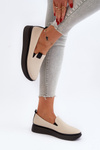 Women's Leather Espadrilles on Platform Beige Tigera