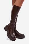 Women's Boots with Thick Heel and Platform Slip-On Brown Florinne
