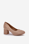 Suede Heels On A Block Dark Beige Zelfitis