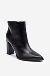 Women's Leather Boots On Heel Black Saitana