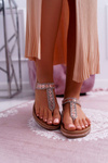 Women's Flat Slip-on Sandals With Zircons Champagne Mabellena