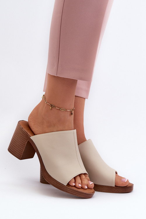 Klapki Damskie Obcas Lekkie Eleganckie Beżowe Varnila 24SD98-6763