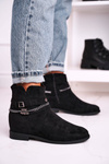 Women's Boots With Chain And Hidden Wedge Suede Black Eliza