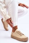 Fashionable Braided Sneakers Lee Cooper LCW-23-31-1795L Beige