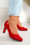 Classic Women's Pumps On A Block Heel Suede Red Eleanor