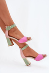 Elegant Women's Heeled Sandals Pink-Green Rosazara