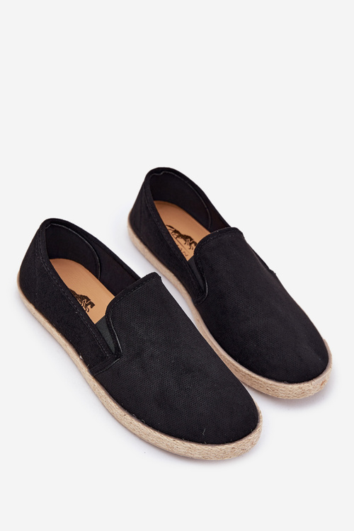 Męskie Espadryle Tenisówki Plecionka Eko Zamsz Czarne Lunaria