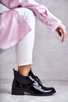 Laquered Booties Laced Boots Nicole 2781 Black