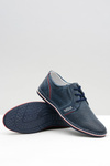 Men's Leather Lace-up Navy Blue Openwork Markos Half Shoes