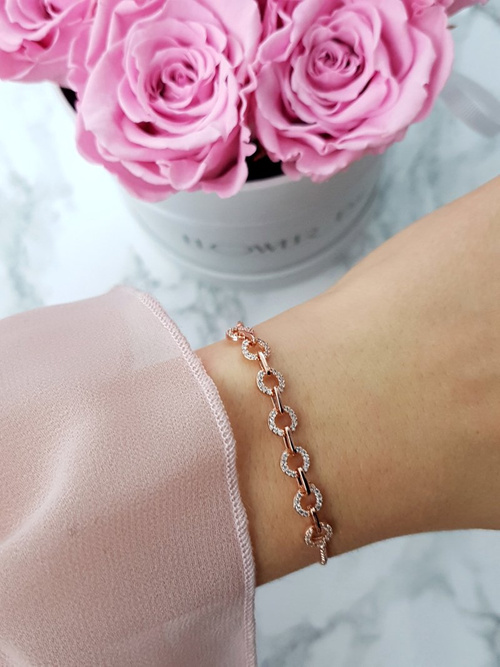 Women's Chain Bracelet Small Circles Rose Gold Fiore