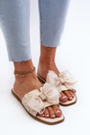 Flat Women's Slippers With Bow Beige Balinda