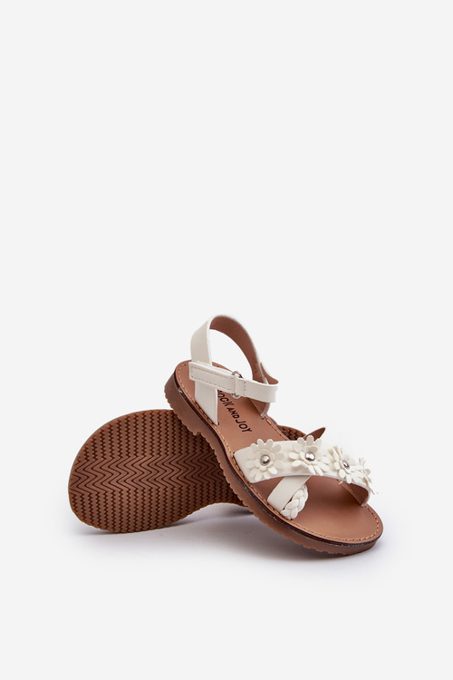 Children's Sandals with Velcro Closure with Flowers White Nestalee
