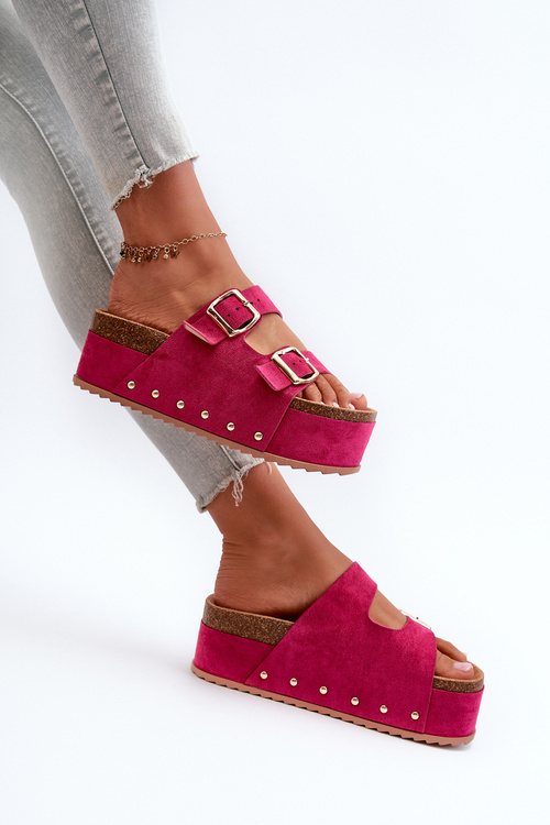 Women's Platform Sandals with Buckles Fuchsia Cremila