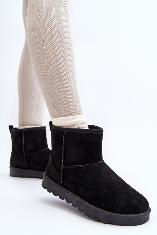 Women's Black Faux Suede Winter Boots Enranta