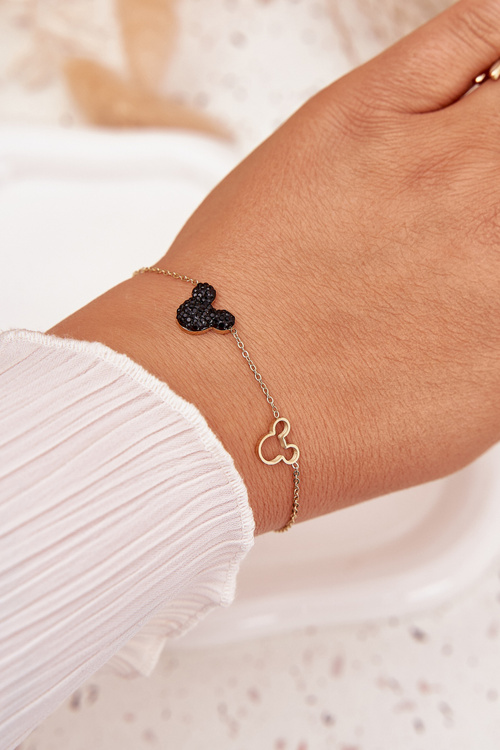 Bransoletka Damska Stal Nierdzewna Myszka Miki Złota 