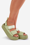 Women's Platform Sandals With Velcro Green Nitepira