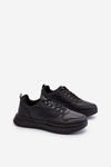 Lightweight Men's Platform Sneakers in Black Eco Leather Uziran