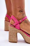 Comfortable Suede Sandals On A Chunky Heel Fuchsia Elishia