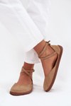 Suede Ballet Flats Women Barefoot With Straps Zazoo 191 Beige
