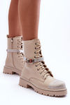 Women's Embellished Leather Boots Workery Beige Totah 