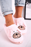 Women's Home Furry Mouse Slippers Pink Home Sweet Home
