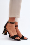Black suede sandals with a heel Pholia