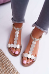 Women's Flat Leather Sandals Gold Nicole 2403 Melbourne
