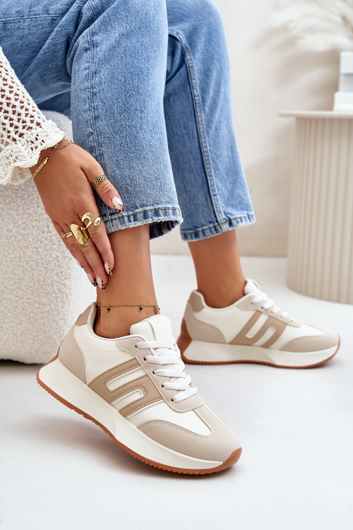 Sneakers Sports Shoes On Platform Women Beige Thari