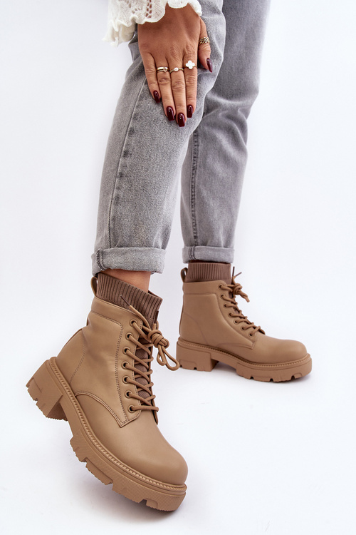 Women's ankle boots with sock in beige by Rivella