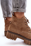 Laced Fleece-Lined Boots Dark Beige Bjorg