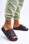 Fashionable women's slippers on a massive platform Black Lorette