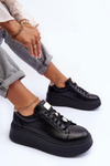 Buty Sportowe Skóra Platforma Maciejka 06191-01 Czarne